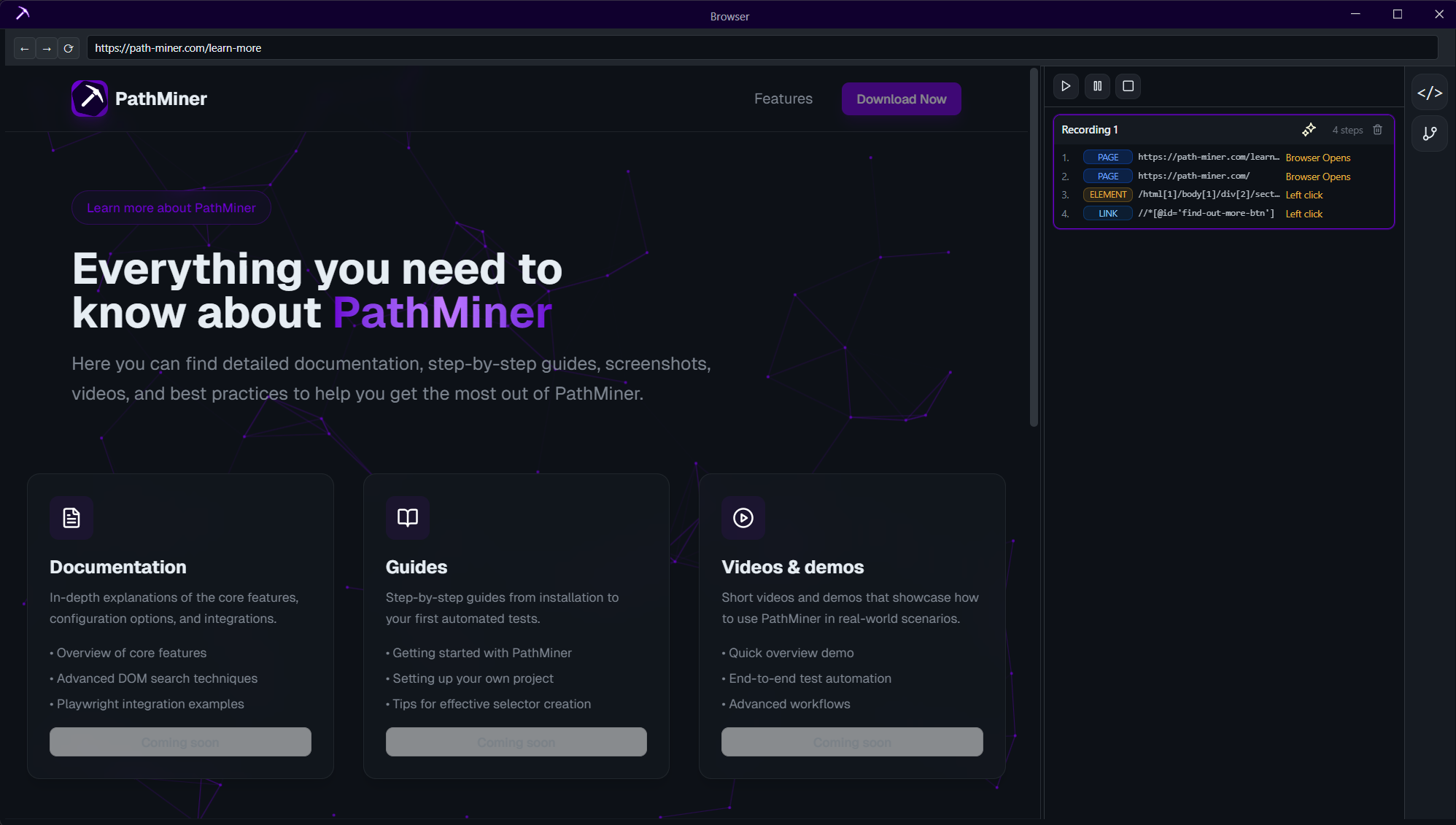 Browser step recorder