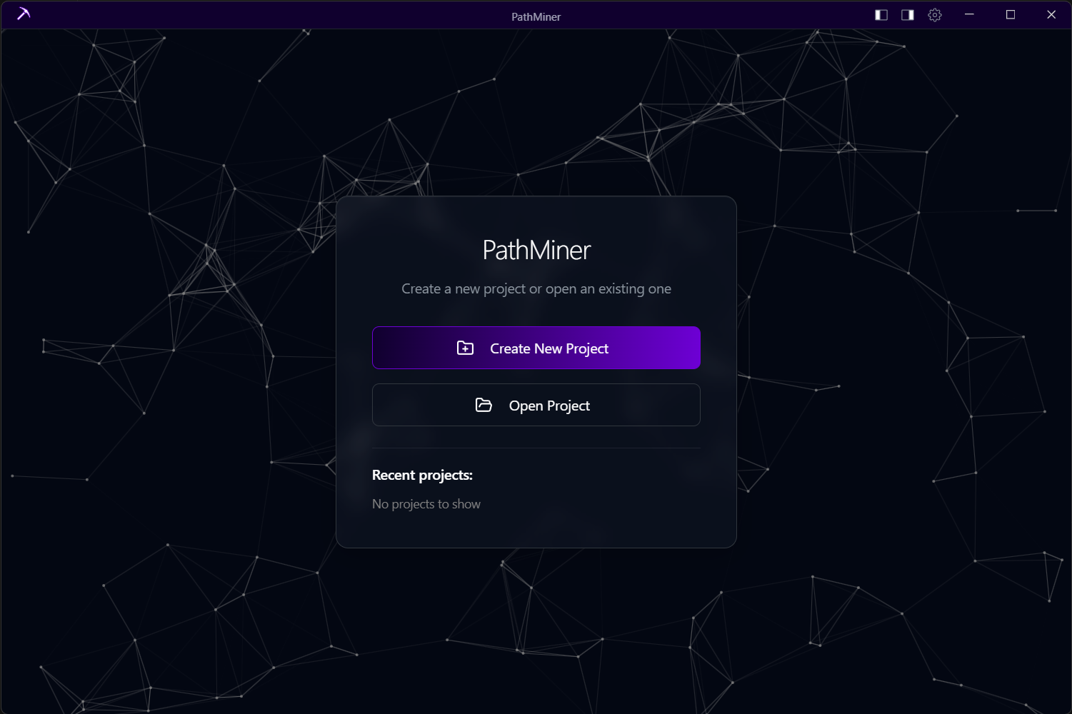 Create new project screen - step 1