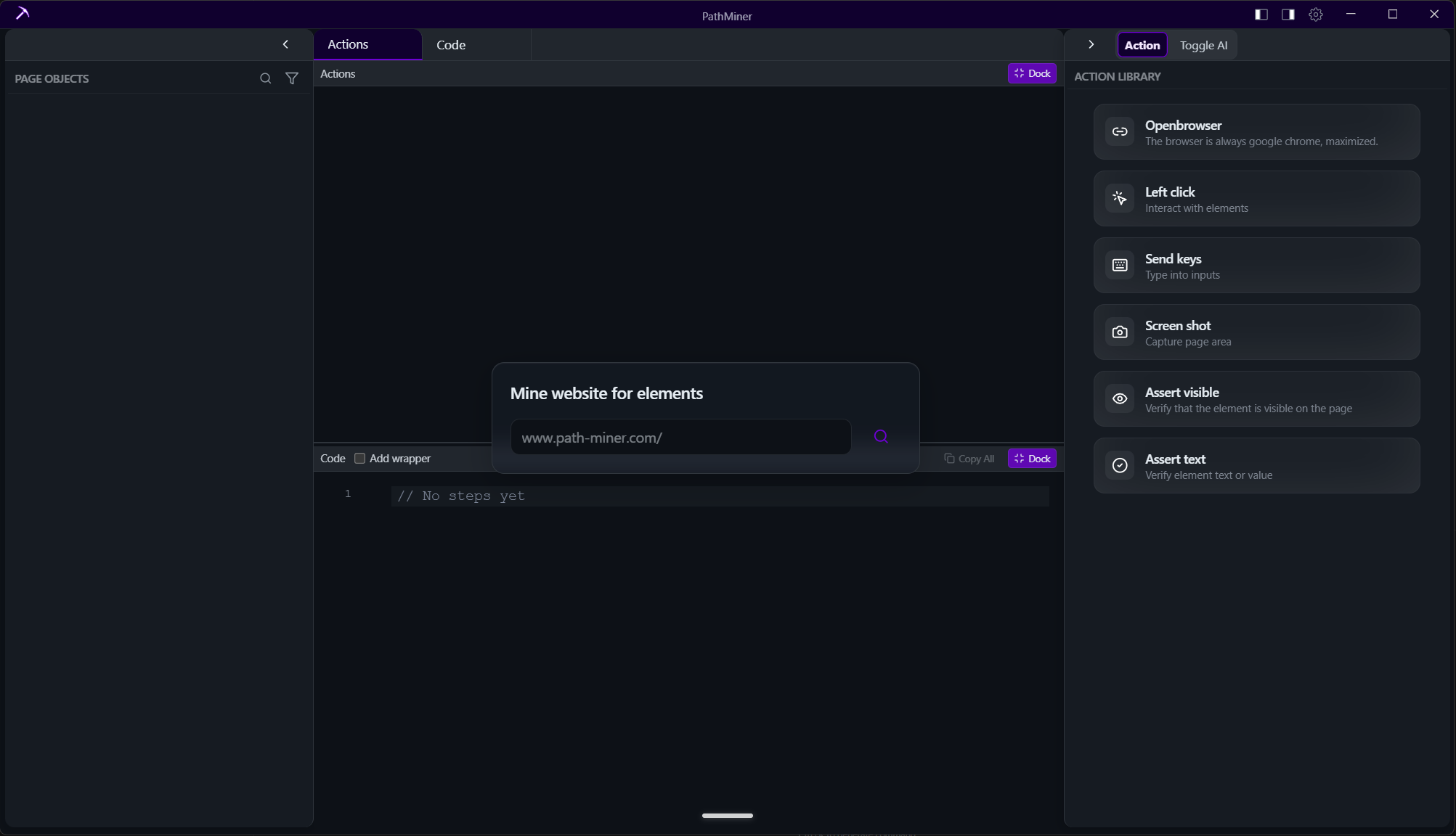 Main UI with element search